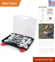 Tent Stakes - 16 Heavy-Duty Ground Screw Anchor Pegs - Galvanized - Non Rust ...