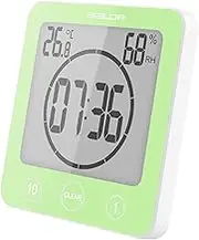 Digital Bathroom Shower Wall Clock Timer, LCD Digital Wall Clock with Suction Waterproof Temperature Humidity Gauge, Touch Screen Timer, Large Countdown Visual Timer Hanging Wall Clock (Green)