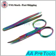 Multi Color Handy Eyebrow Kit Trimmer Flat Edge Tweezers & Scissors Makeup Kit
