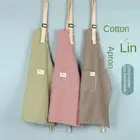 Breathable Kitchen Aprons Cotton Linen Women Overall Apron Cooking Apron