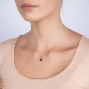 9ct Yellow Gold 1.4ct Amethyst and Diamond Pendant