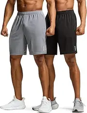 [TSLA] Men's Active Running Shorts, 7 Inch Basketball Gym Training Workout Shorts, Quick Dry Athletic Shorts with Pockets