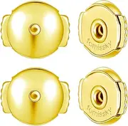 [fomissky-sisa] Fomissky Secure Locking Earring Backs for Studs 2 Pairs, Hypoallergenic Spring Earring Backs Replacements Gold Plated