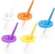 GOKENA No Spill Paint Cups with Lids Paint Containers Spill Proof Paint Cups with Brushes Toddler Paint Set for Kids No Spill Paint Cups with Colored Lids for Toddlers Kids Art Craft (Style 2)