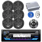 JVC Marine Bluetooth CD Radio, Remote, Amp, 6x 6.5" 180W Speakers, Wire, Antenna