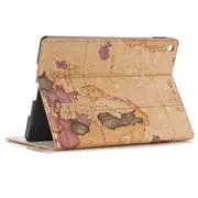 MCC iPad 10.2 2021 World Map Leather Apple Case Cover 9th Generation iPad9 [Brown / Green (Dark)]