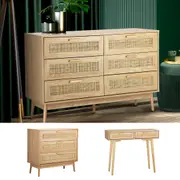 Oikiture Rattan Chest of Drawers Tallboy Cabinet Clothes Storage Bedroom