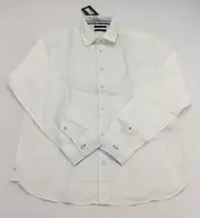 $210 Ted Baker Men's Long Sleeve Linen Shirt, White, Size 3