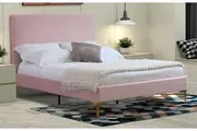 Istyle Modern Classic Cristian King Velvet Bed Frame Pink with Gold Legs