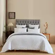 100% Cotton White Seersucker Pattern Quilt Doona Duvet Cover Set (King)