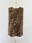 NWT $89 Lauren Ralph Lauren Leopard Animal Print Tank Top Blouse Asymmetrical XS