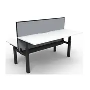 Adjustable 2Person Workstation With Screen Nat White And Black 1800Mm