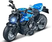 Gilumza Pull Back Motorcycle Toys, Ducati Gift with Music Lighting, Street Fighter Motorcycles Toy for Boys Kids Age 3-12 Year Old (Blue)