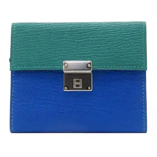 【二手名牌BRAND OFF】HERMES 愛馬仕 藍綠色 山羊皮革 Clic Mini Card Holder 名片夾 銀扣 Y刻