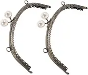 NAMOARLY Stylish Purse Hardware 2pcs Rare Pearl Clasp Floral Pattern Bag Making Supplies for DIY Projects