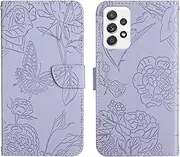Compatible with Samsung Galaxy A23 4G Cover,Compatible with Samsung Galaxy A23 4G Flip Kickstand PU Leather Wallet Phone Case Purple