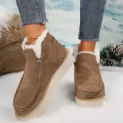 Women's Flat Boots Solid Color Foot Warmer And Fleece Ankle Boots