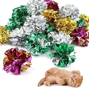 Wzenclave 2.4" Crinkle Balls Cat Toys 20 Pcs - Lightweight Shiny Paper Kitten Toys for Indoor Interactive Play With Crinkly Sound
