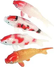 4Pcs Koi Fish 4.33x1.6 Mini Artificial Fake Fish Statues, PVC Realistic Animal Decor for Fake Aquarium Tank