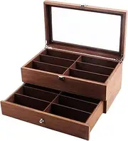 [HAMKVBPR] Sunglasses Storage Box 12 Position Black Walnut Wooden Eyeglasses Sunglasses Display Case Eyewear Display Case
