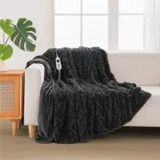 Dreamaker 500Gsm Faux Fur Heated Throw Charcoal 200 x 180cm