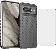 [Asuwish] Phone Case for Google Pixel 8 Pro 5G with Tempered Glass Screen Protector Cover and Cell Accessories Slim Soft TPU Silicone Rubber Protective Pixel8Pro Pixel8 XL Eight 8Pro Women Men Black