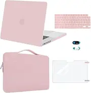 MOSISO Compatible with MacBook Pro 16 inch Case 2023 2022 2021 Release M2 A2780 A2485 M1 Pro/Max Chip Touch ID, Plastic Hard Case&Sleeve Bag&Keyboard Skin&Webcam Cover&Screen Protector, Rose Quartz