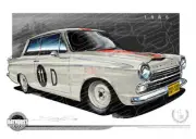 Bathurst Legends 1965 FORD CORTINA BARRY SETON / MIDGE BOSWORTH A3 FRAMED PRINT