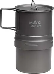 Maxi Coffee Maker, Titanium Moka Pot, 5oz each brew, backpacking friendly