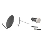 80CM Fixed Satellite Dish with Tin Roof Mount, Single LNB and 10m Lead
