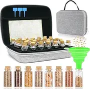 Garden Seedling Saver - 40-Slot Seedling Packet Storage Box - Sturdy Seedling Storage with 40 Glass Bottles and Funnel for Flower Plants Garden, Beads