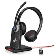 Wireless Headset with AI Noise Cancelling Microphone Bluetooth Headset - Black