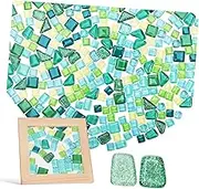 DOITOOL 2 Packs Glass Tiles for DIY Crafts Glitter Handmade Decorative Tiles for Wall Floor Projects Durable Craft Supplies for Unique Art