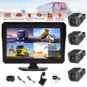 10.1" Truck Quad Monitor Dash Cam DVR Record 4x 4CH 4PIN 360° View Camera 1080P