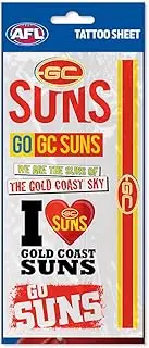 Gold Coast Suns AFL Temporary Tattoo Sheet