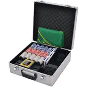 600 Laser Chips Poker Blackjack Gambling Game Cards Play Set in Aluminium Case
