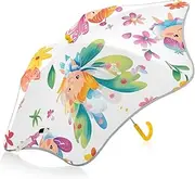 Kid Umbrellas Cool Floral White Navy Kids Umbrella Easy Open and Close Windproof Umbrella with Easy-Grip Hook Handle