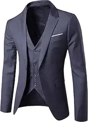 [Aosufei] Men's Stylish Casual Sport Suit Jacket Comfort One Button Prom Blazer Suits Business Formal Tuxedo Jacket, Dark Grey3, Large