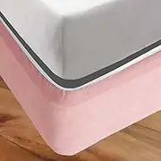 Luxton Ezyfit Bed Wrap Pink Bed Valance, Stain-Resistant Bed Wrap, Durable Faux Suede, Stretch Easy-to-Fit Valance Design (King Single Size, Pink)