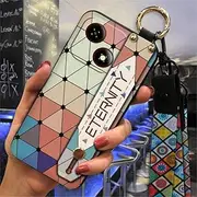 Phone Case Compatible with ZTE Blade A35E, Fashion Design Phone Holder Silicone Lanyard Protective Back Cover Waterproof Kickstand Shockproof
