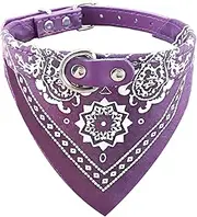 Newtensina Fashion Dog Bandana Collar Dog Collar Boy Medium Bandana Puppy Bandana with Collar for Dogs - Purple - XXL