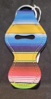 Multi-color Stripe - Neoprene Chapstick Holder Keychain