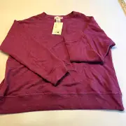 Everleigh Womens Sweatshirt Burgundy Size Medium Cotton Blend Crew Neck