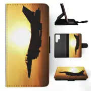 FLIP CASE FOR SAMSUNG GALAXY|COOL FIGHTER JET PLANE IN SUNSET