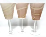 Pier 1 One Sand Goblet Mouth Blown glass wine water 8.4" tall 12oz Set 3 NEW NWT