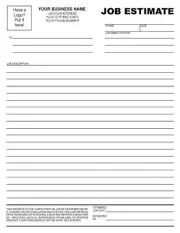 250 Contractor Remodeling Job Estimates / 2 Part Carbonless / 8.5 x 11 TMG004