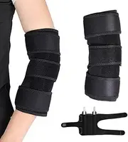 Elbow Brace,Comfortable Night Elbow Support for Sleep Elbow Splint, Adjustable Elbow Stabilizer with 2 Removable Metal Splints for Golfers, Bursitis,Tendonitis Support Strap