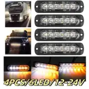 4X 6 LED Strobe Light Bar Car Truck Flashing Warning Hazard Beacon Amber White