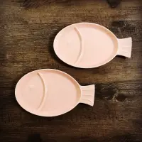 在飛比找蝦皮購物優惠-粉紅 陶瓷 魚型 分隔點心盤 水果盤