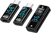 chenyang 3 Pack USB C Digital Display Adapter, USB C to USB 3.0/USB C/8 Pin PD 35W/36W/140W Data Transfer Fast Charging Power Meter Tester Converter Adapter